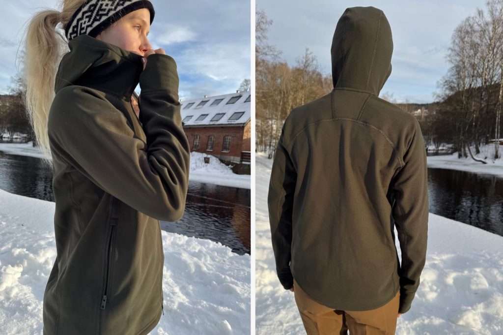 FJÄLLRÄVEN EXPEDITION FLEECE HOODIE: Fleecejakken har mange praktiske detaljer som gjør den god på vintertid, som høy krage og ettersittende hette. 